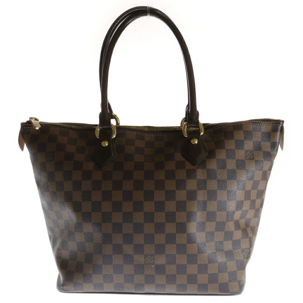 LOUIS VUITTON Saleya Damier Ebene Brown Leather Hand Tote Bag Brown